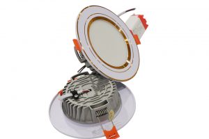 Đèn Led Âm Trần 7W Asian Viền Vàng Đế Đúc