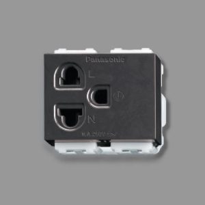 Ổ Cắm Đơn Ba Chấu WEV1181-7H Có Màn Che Mầu Đen