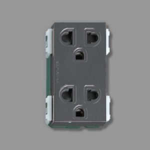 Ổ Cắm Đôi Ba Chấu WEV1582-7H Có Màn Che Mầu Đen